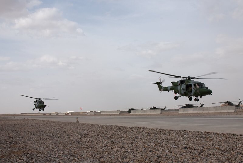 Military helicopters at airfield