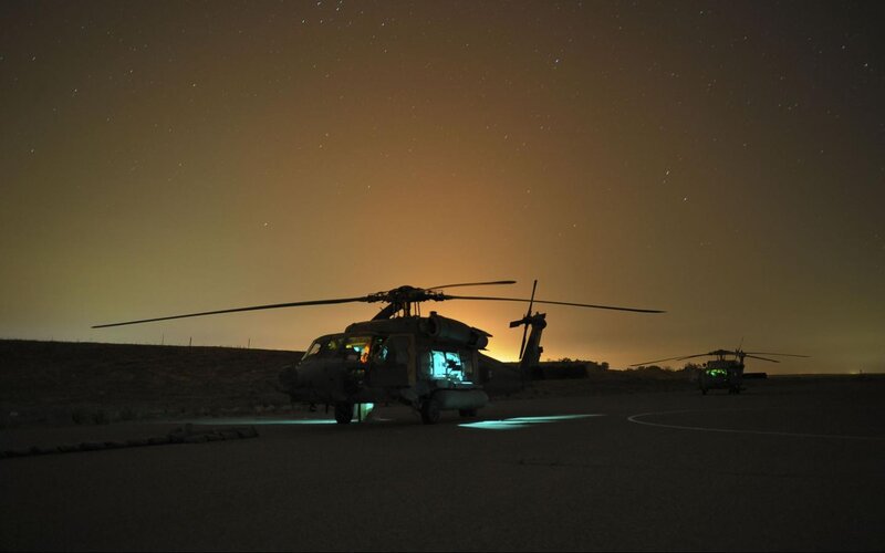 Military Helicopters at Night — Black
