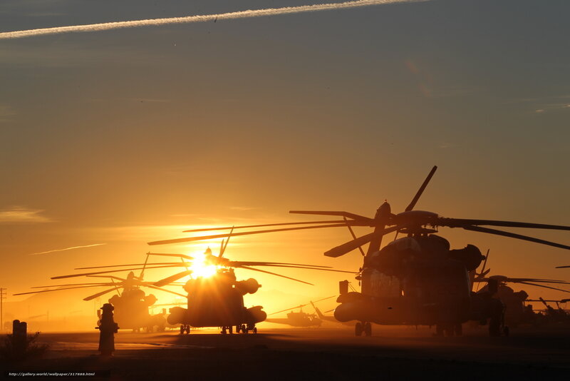 Military Helicopters at Sunset