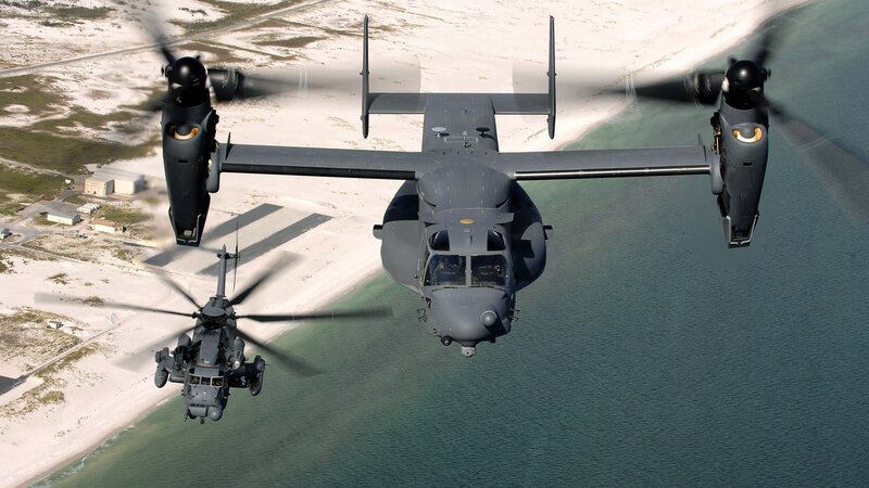 Military Helicopters Flying — Gray