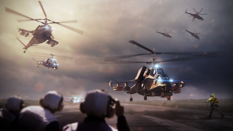 Military Helicopters — Gray, Dramatic