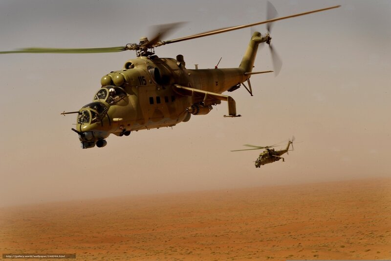 Military Helicopters in Desert — Brown, Dramatic