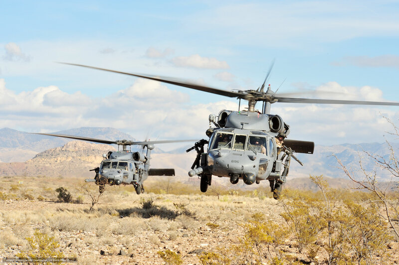 Military Helicopters in Desert — Gray, Dramatic, Afternoon