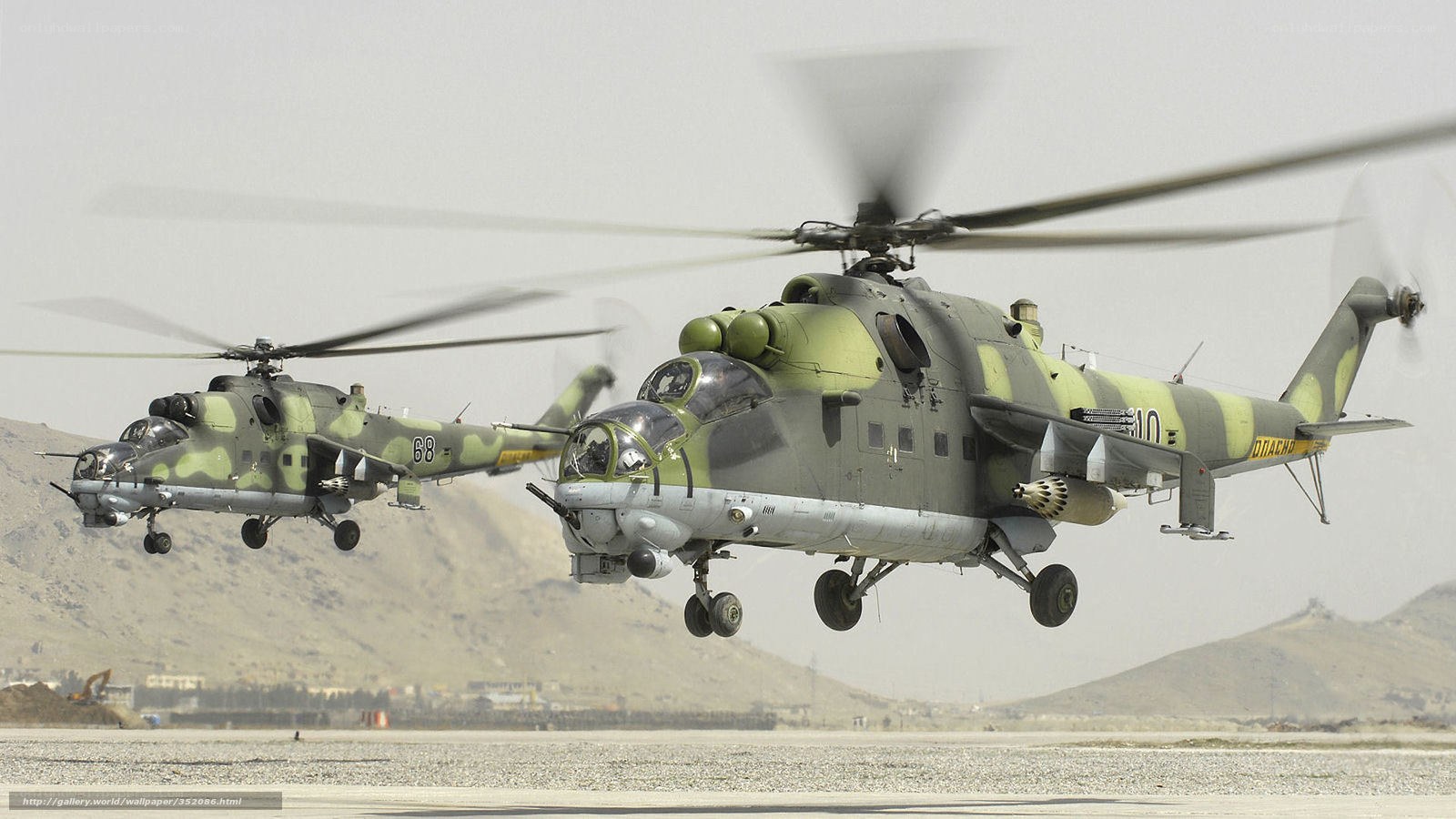 Military helicopters in flight