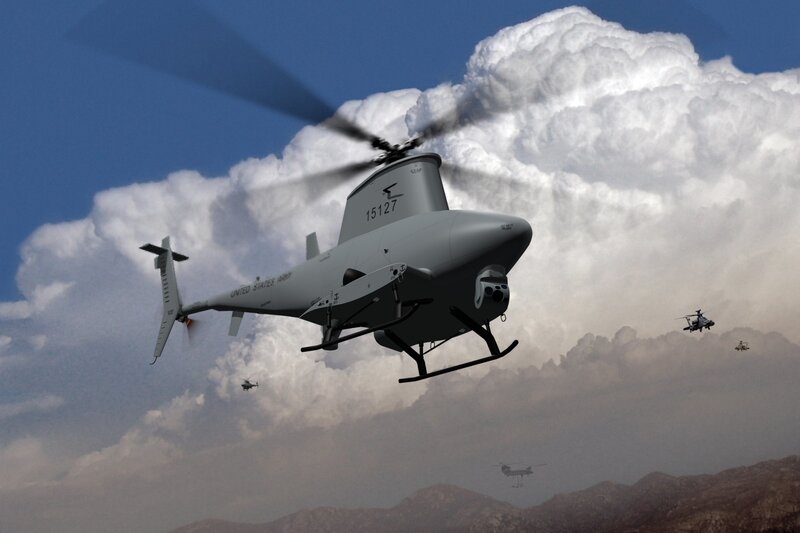 Military helicopters in flight