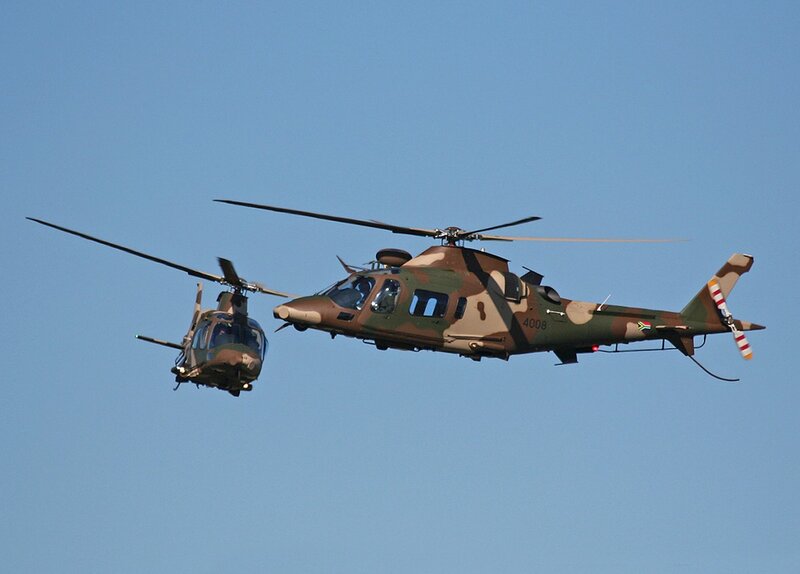 Military helicopters in flight