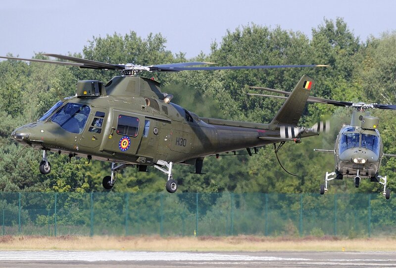 Military helicopters in flight