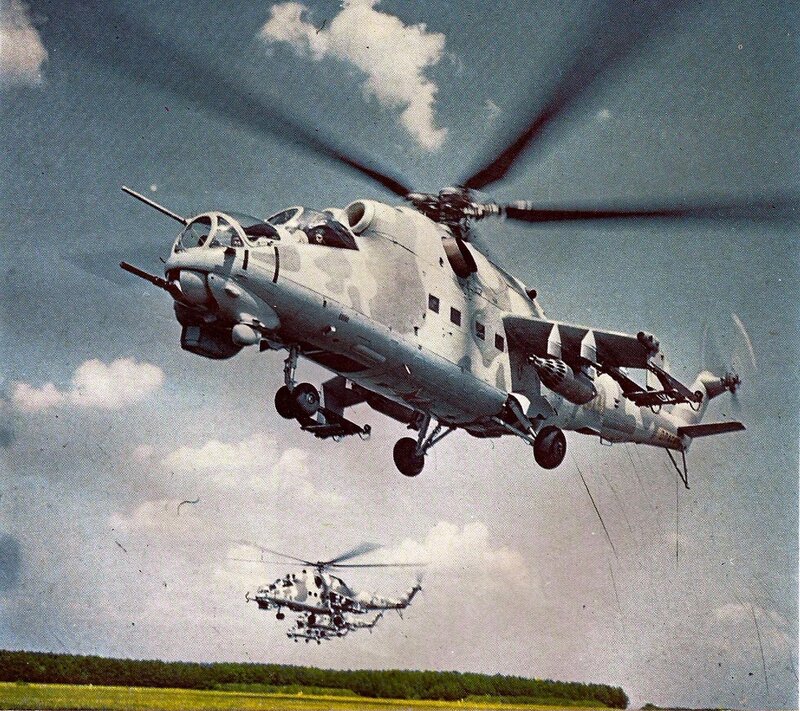 Military helicopters in flight
