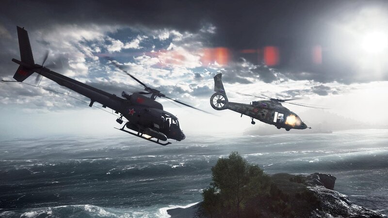 Military Helicopters in Flight — Gray, Dramatic, Afternoon, 3d Render