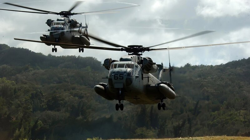 Military Helicopters in Flight — Gray, Dramatic, Afternoon, Photograph, Mountains, Sky