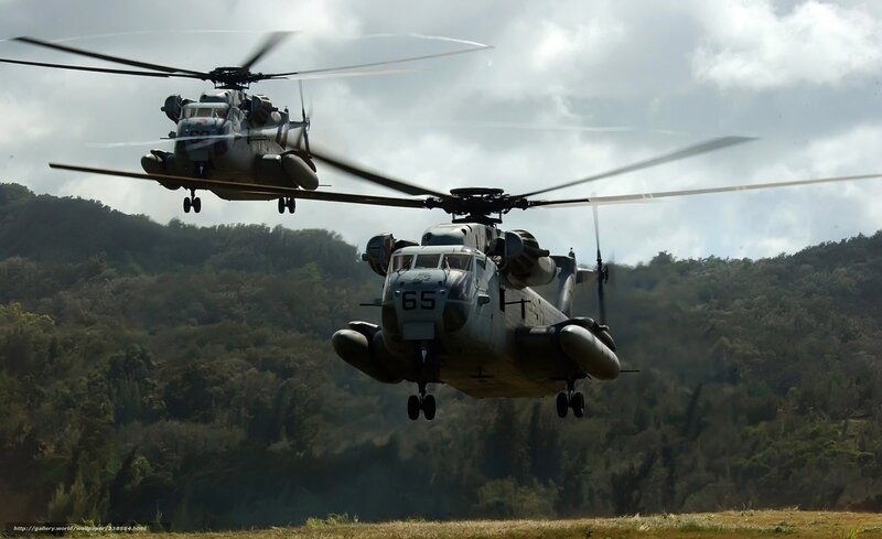 Military Helicopters in Flight — Gray, Dramatic, Afternoon, Photograph