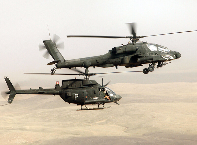 Military Helicopters in Flight — Green, Dramatic, Afternoon, Photograph, Desert