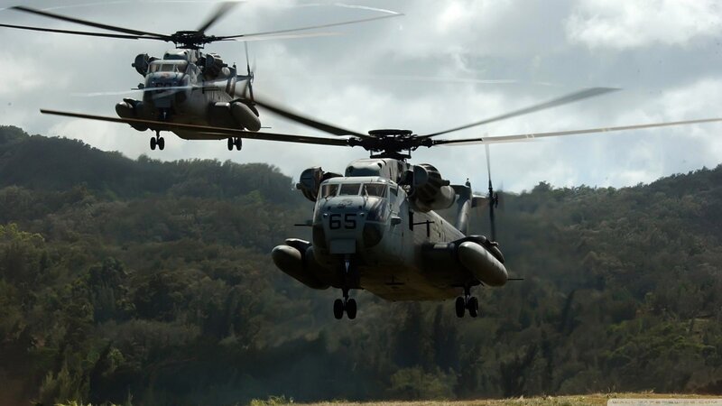 Military Helicopters in Flight — Green, Dramatic, Afternoon, Photograph, Mountains, Sky
