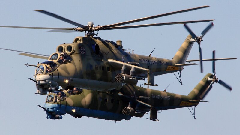 Military Helicopters in Flight — Green, Dramatic, Afternoon, Photograph, Sky