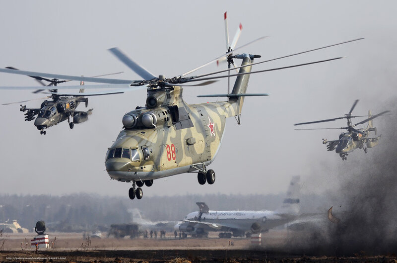 Military Helicopters in Flight — Green, Dramatic, Morning, Photograph