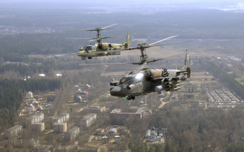 Military Helicopters in Flight — Green, Dramatic