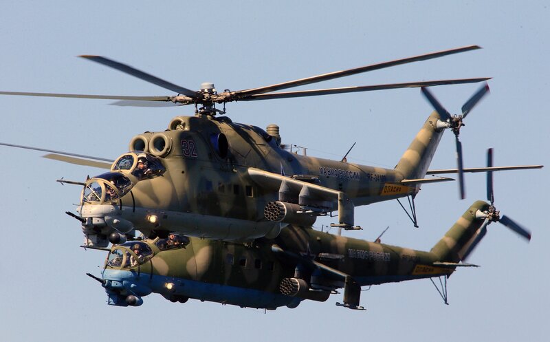Military Helicopters in Flight — Green, Dynamic, Afternoon, Photograph