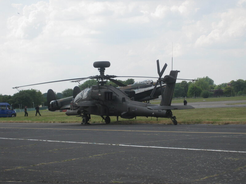 Military helicopters on airfield