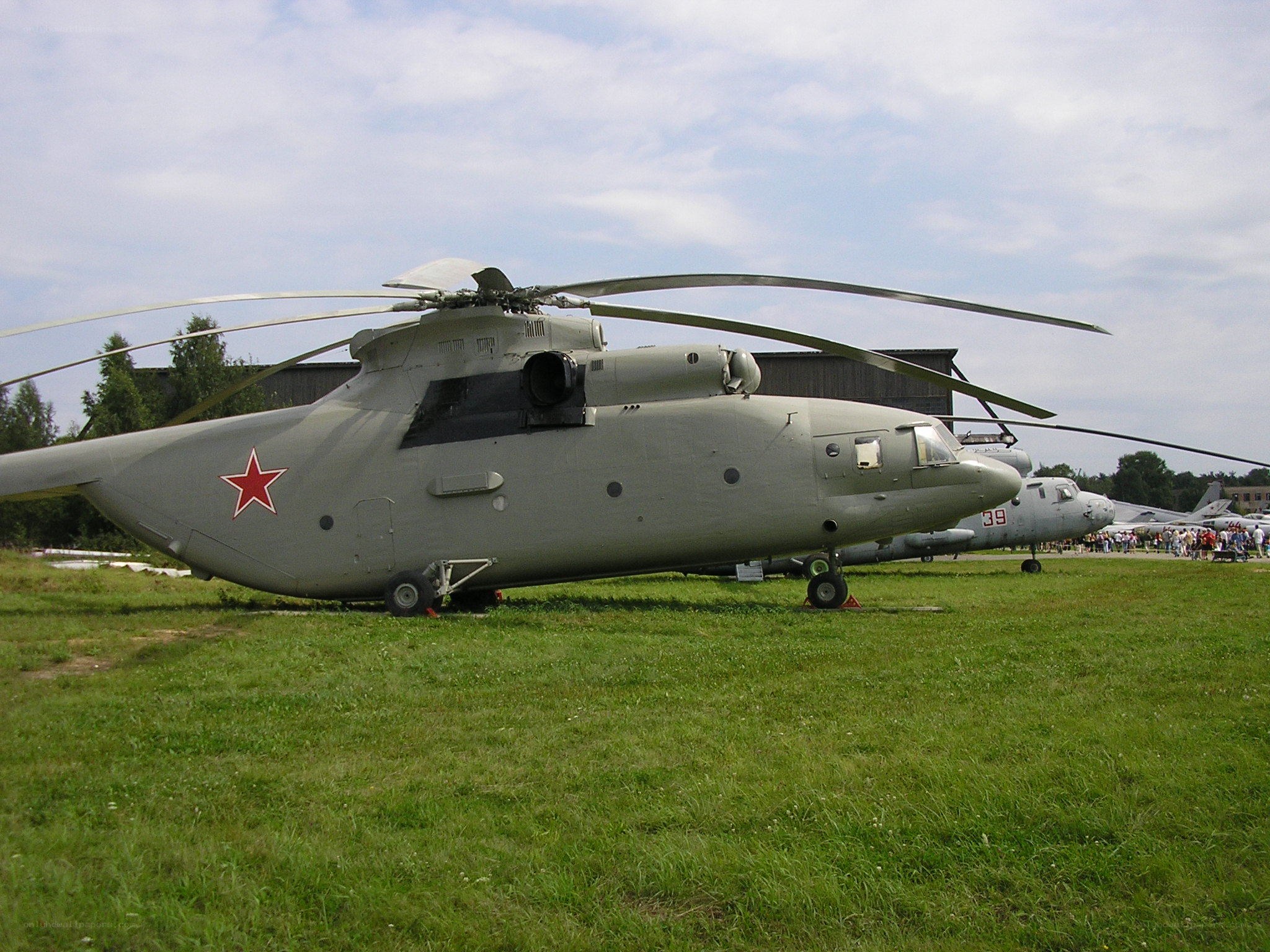 Military helicopters on display