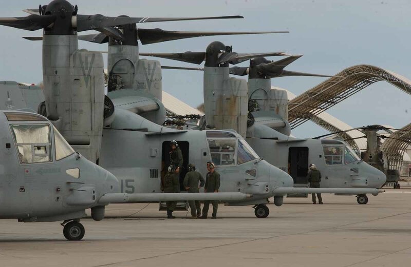 Military helicopters on tarmac