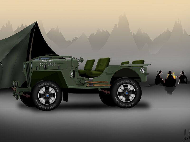 Military Jeep at Camp