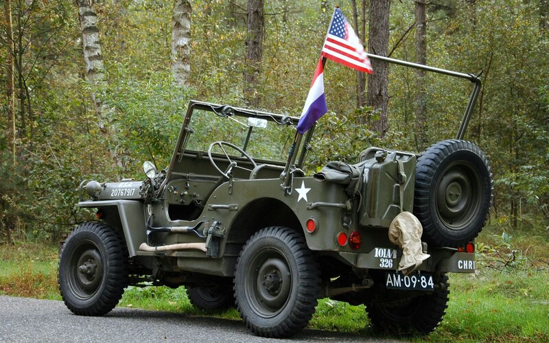 Military Jeep in Forest — Green