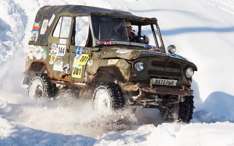 Military Jeep in Snow