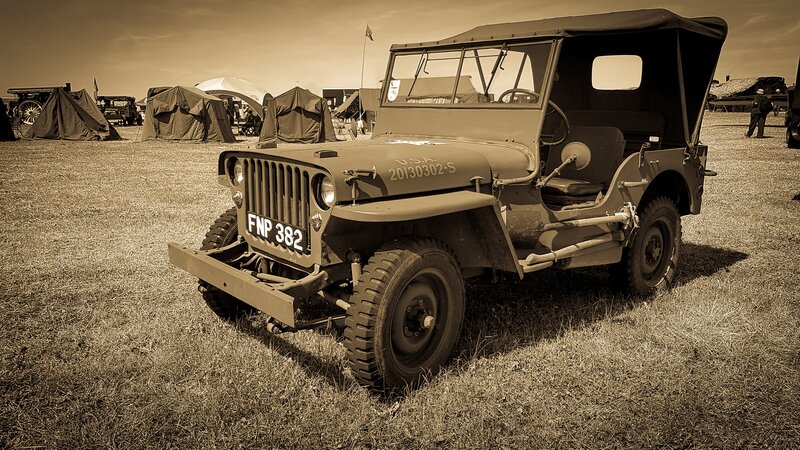 Military Jeep on Grass