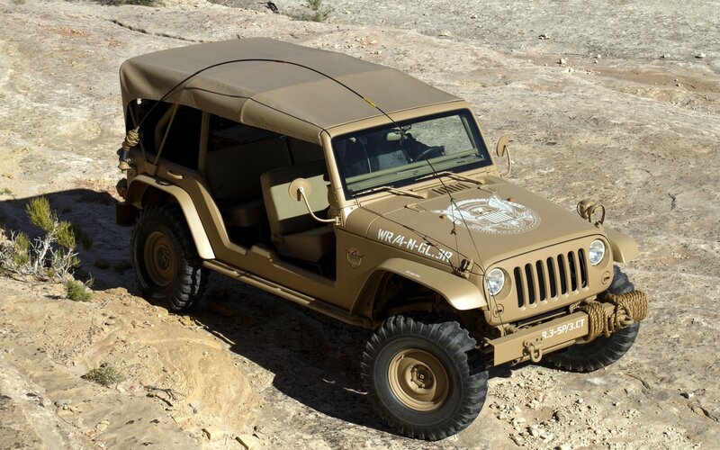 Military Jeep on Rocks