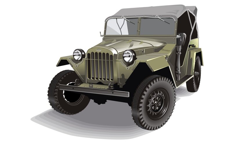 Military Jeep Vehicle — Green, Neutral