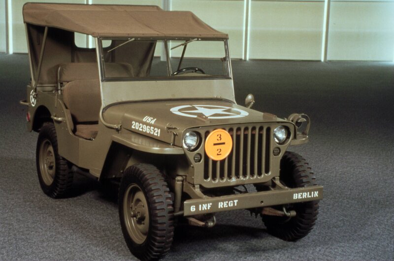 Military Jeep Vehicle — Olive Green, Neutral