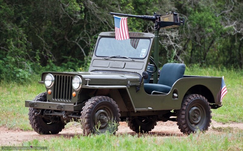 Military Jeep with Flag