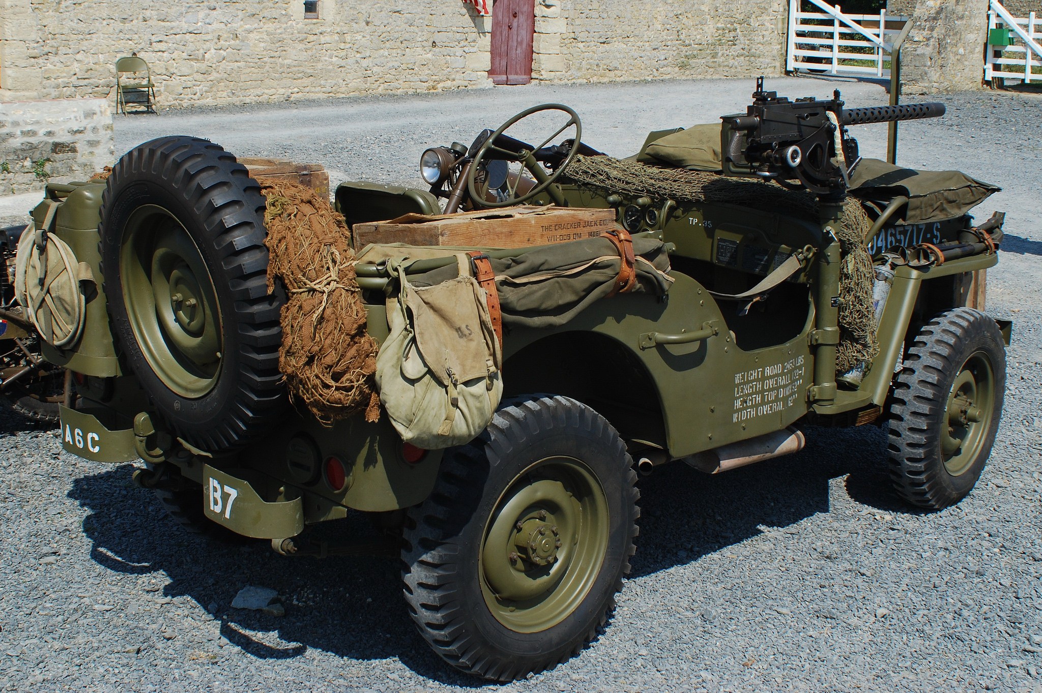Military jeep with mounted machine gun