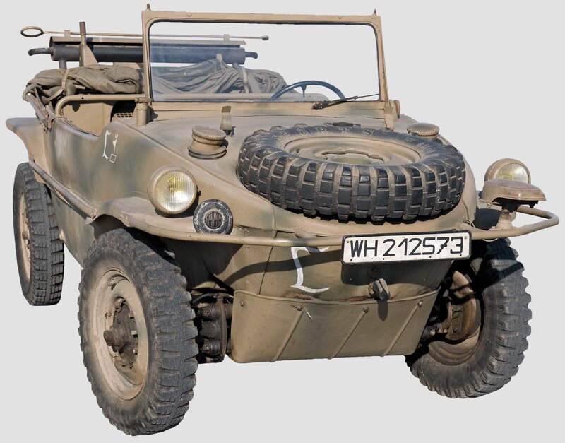 Military jeep with spare tire