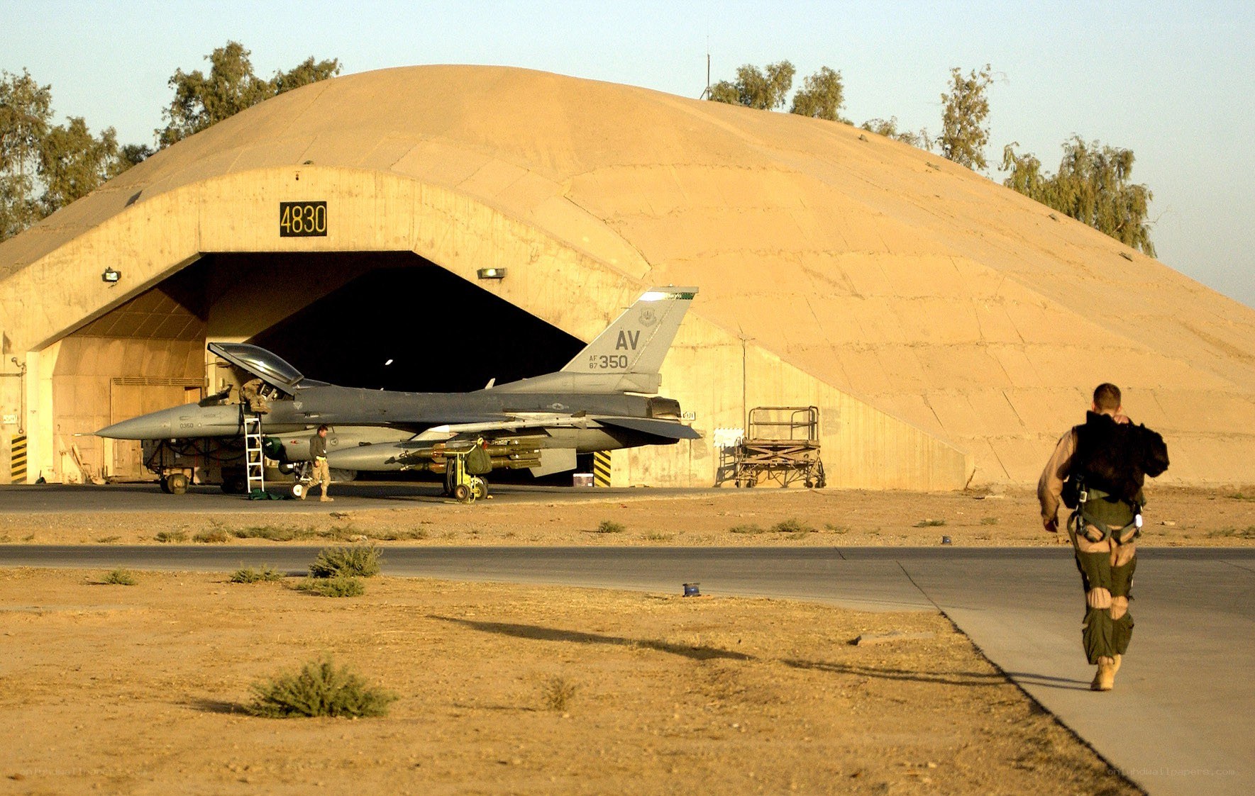Military jet at airbase