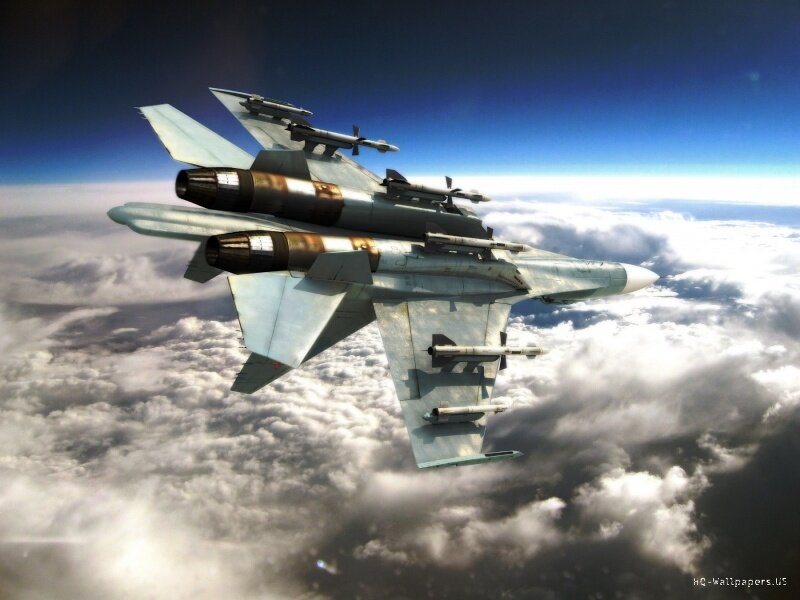 Military Jet Fighter — Blue, Dramatic, Digital Art