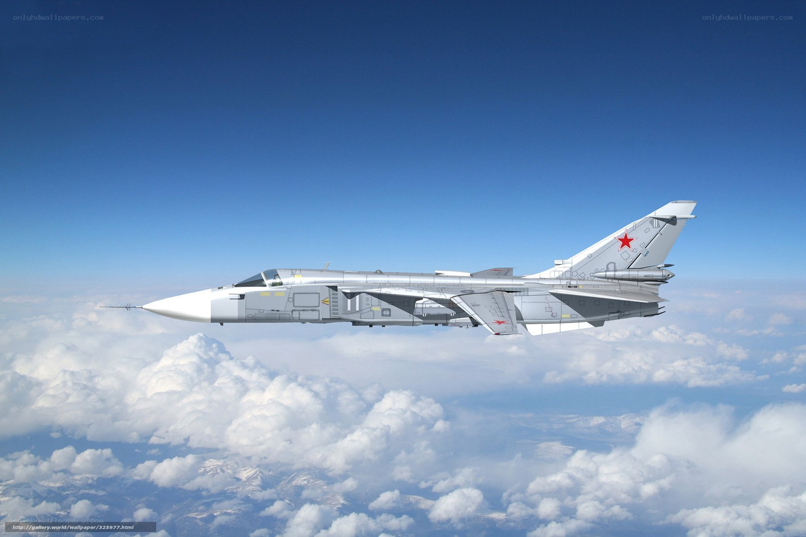 military jet flying above clouds