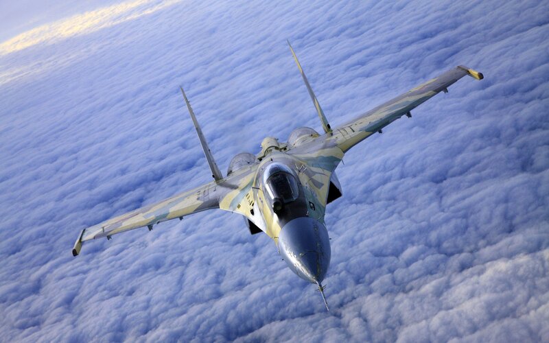 Military Jet Flying — Blue, Dramatic, Morning