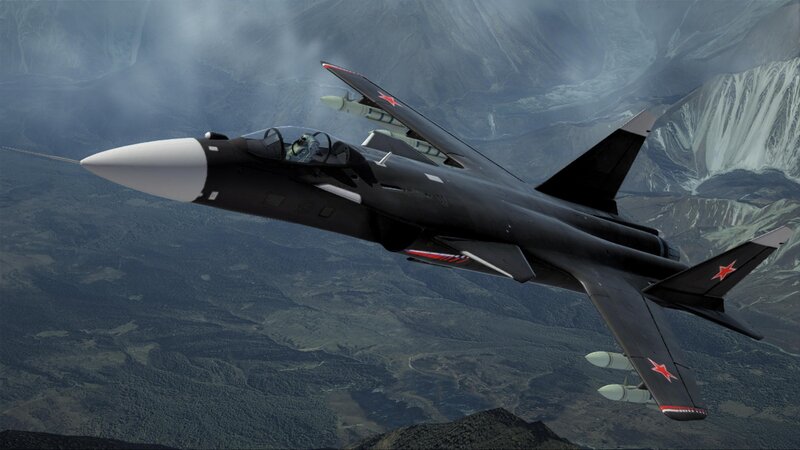 military jet flying over mountains