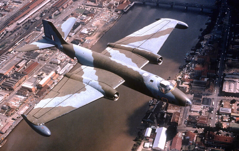 Military Jet Flying over River