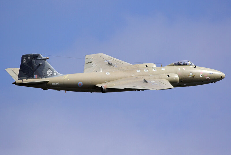 Military Jet in Flight — Blue, Calm, Afternoon