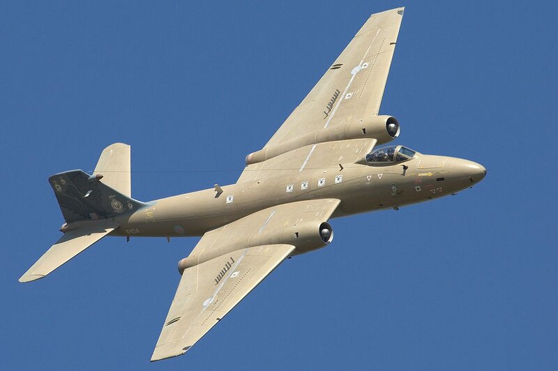 Military Jet in Flight — Blue, Clear, Afternoon