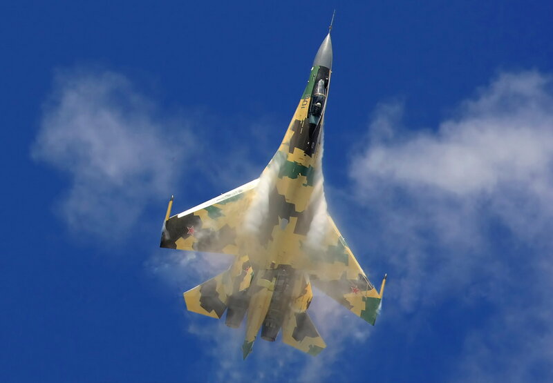 Military Jet in Flight — Blue, Dramatic, Afternoon, Photograph, Clouds