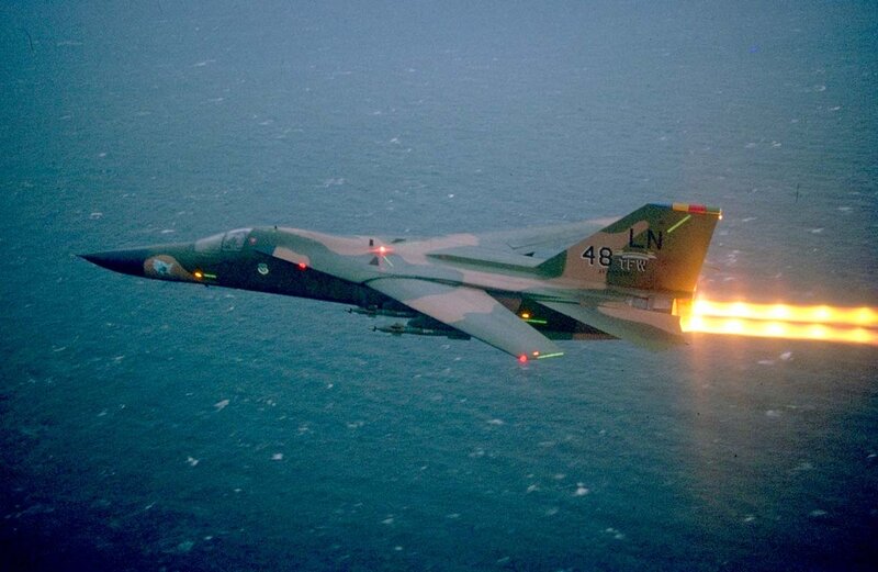 Military Jet in Flight — Blue, Dramatic, Night, Photograph