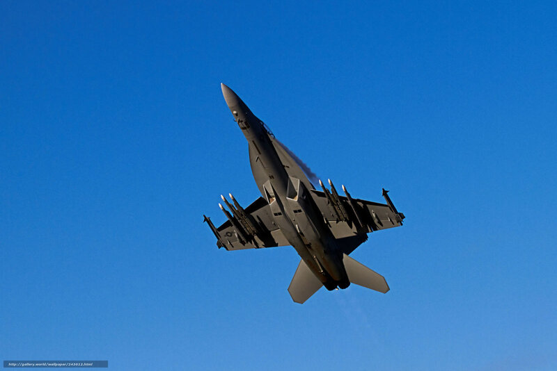 Military Jet in Flight — Blue, Dramatic, Photograph, Aircraft, Missiles