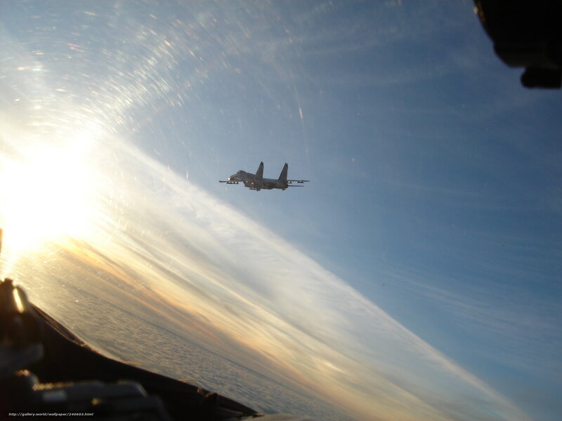 Military Jet in Flight — Blue, Dramatic, Sunset, Photograph, Sun