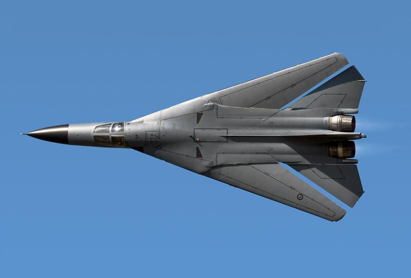 Military Jet in Flight — Blue, Dynamic, Afternoon, Photograph, Sky, Engine Exhaust
