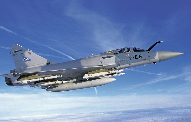 Military Jet in Flight — Blue, Dynamic, Photograph