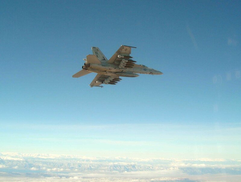 Military Jet in Flight — Blue, Serene, Afternoon, Photograph, Aircraft