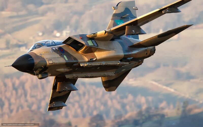 Military Jet in Flight — Brown